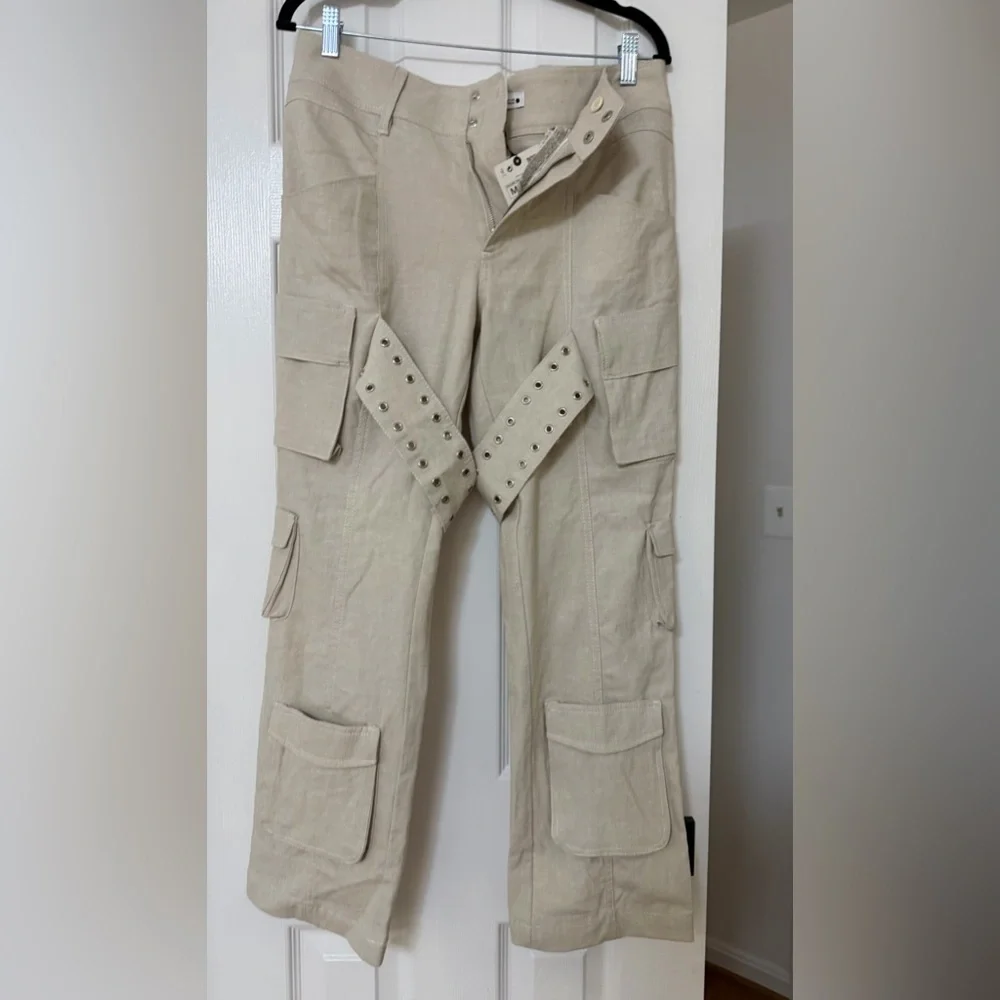 Zara Linen blend Limited edition new with tags Cargo Pants with Studded Straps